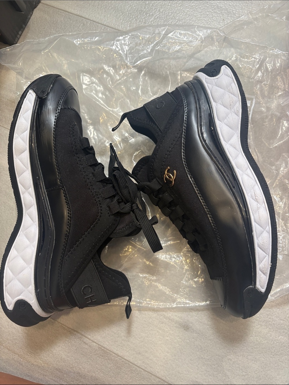 Black Athletic Sneakers with White Sole